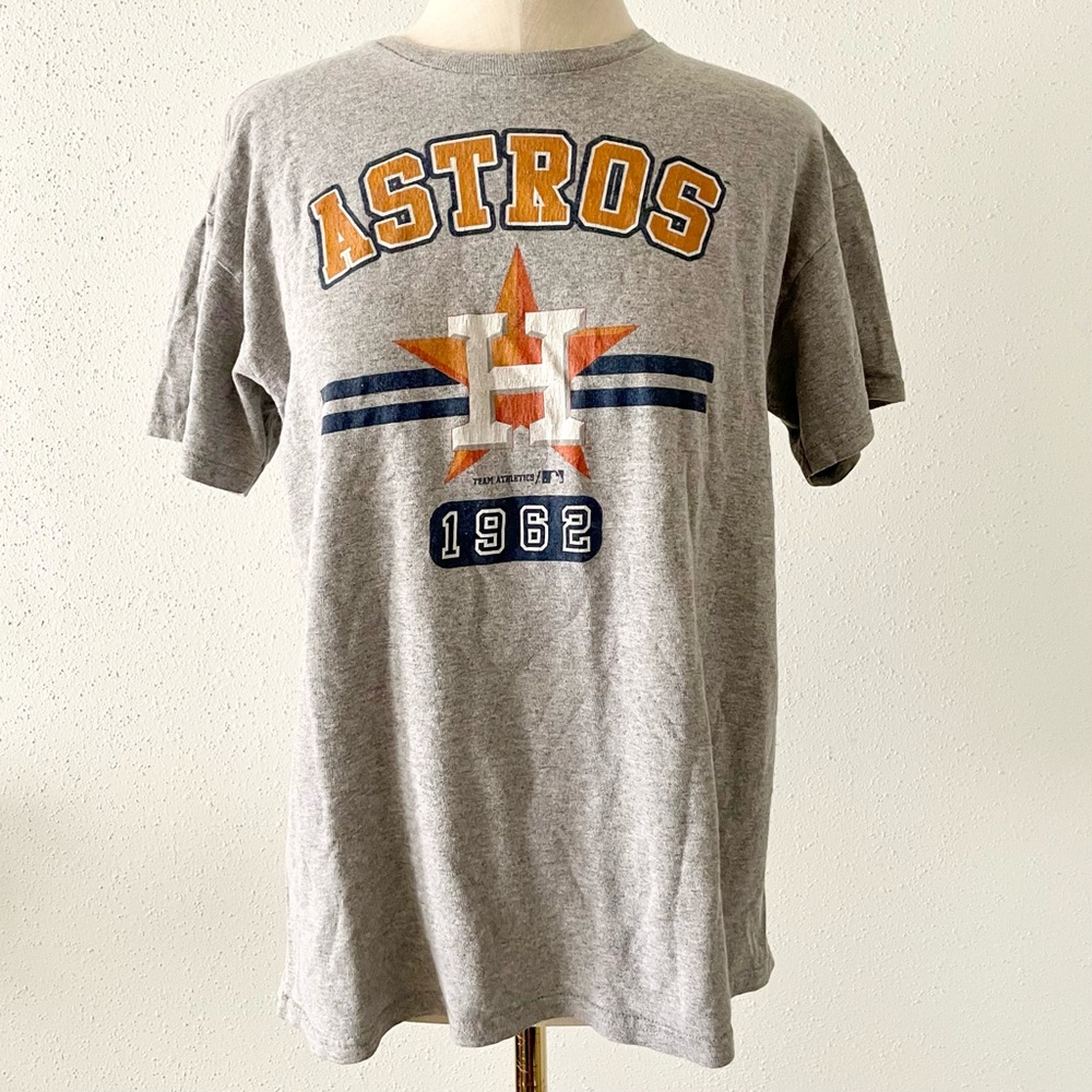 Houston Astros Gray Short Sleeve Graphic Tee Soft Lived-In T-Shirt Size XL Youth